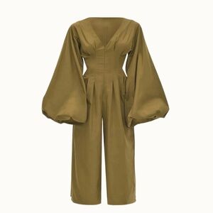 Never been worn: Andrea Iyamah Nia Culotte Olive Jumpsuit in Large